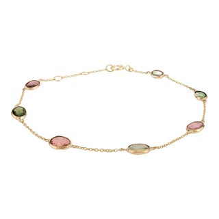 Multi Tourmaline Sleek Chain Bracelet For Sale