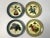 Raymond Waites - Set of 4 Raymond Waites Decorative Plates, 2 Blue & Gold and 2 Green & Gold Fruit Plates - Could be used...