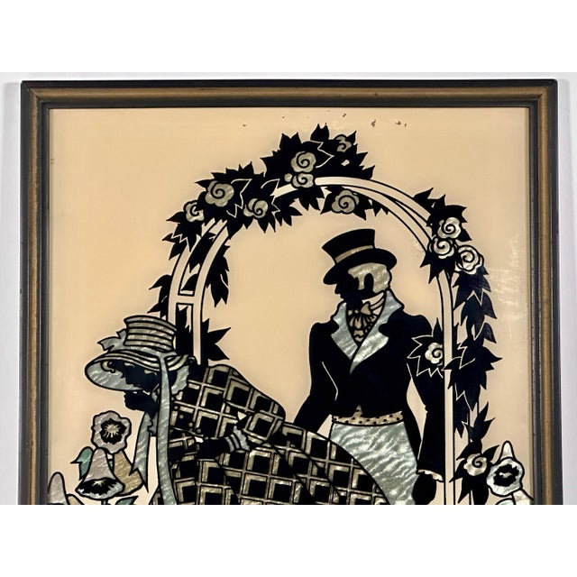 Wood Vintage Smith Frederick Courting Silhouette Foil Pictures Collection - Set of 3 For Sale - Image 7 of 10