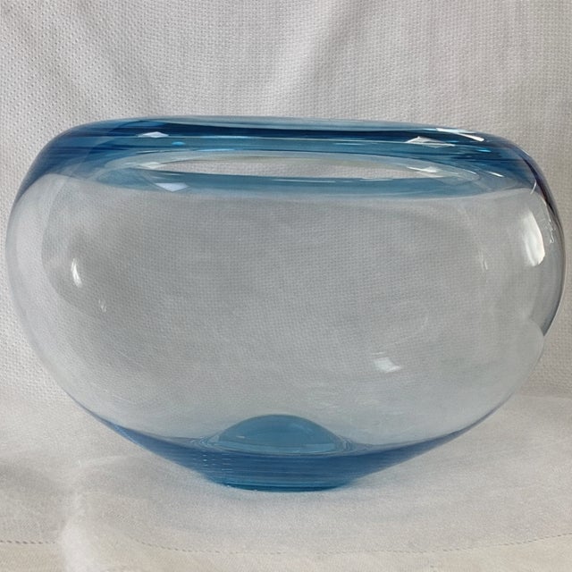 1990s Royal Copenhagen “Provence” Sea Blue Crystal Bowl, Per Lütken Design, 25 Cm (10”) For Sale - Image 5 of 7