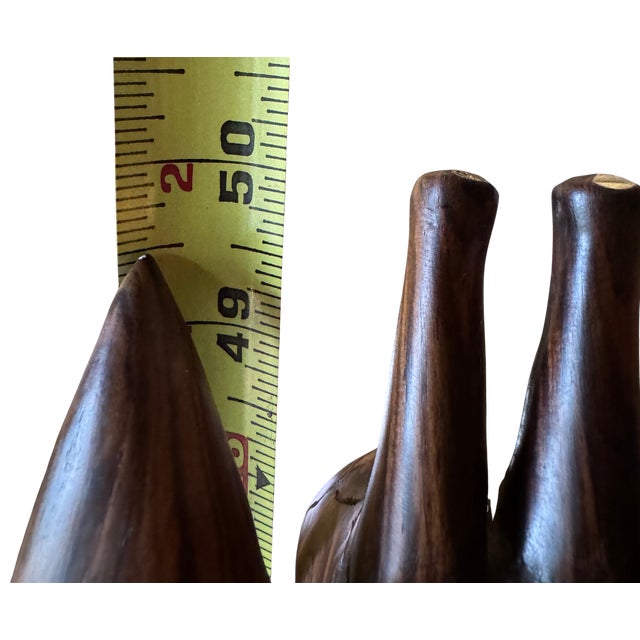 Brown 50" Late 20th Century Hand-Carved Solid Wood Giraffe Family Sculpture For Sale - Image 8 of 17