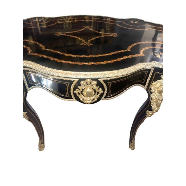 19th Century 19th Century Napoleon III Ebonized Writing Desk W/ Gilt Bronze & m.o.p For Sale - Image 5 of 12