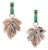 Emerald, Diamond and Jasper Leaf Earrings in 14ct Gold - Fei Liu, Pair For Sale