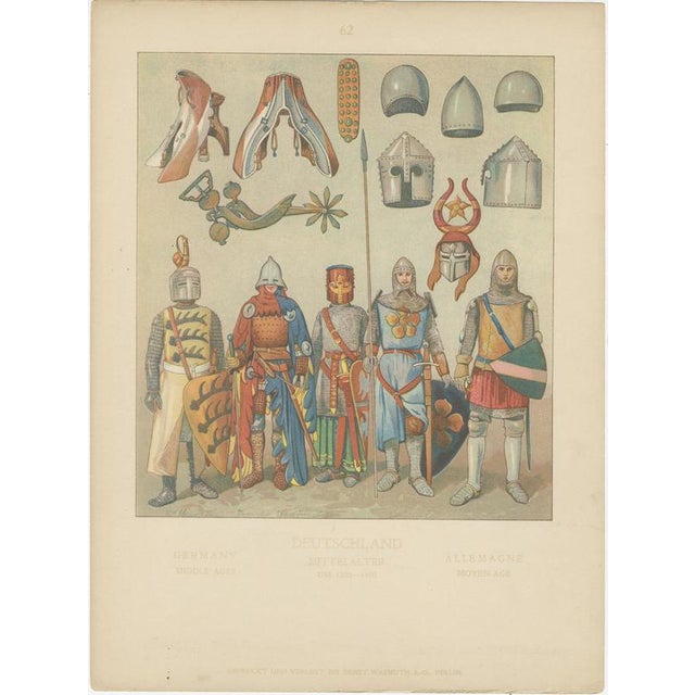 Paper After Max Tilke, Medieval German Knights and Armor, 1880, Print For Sale - Image 7 of 9