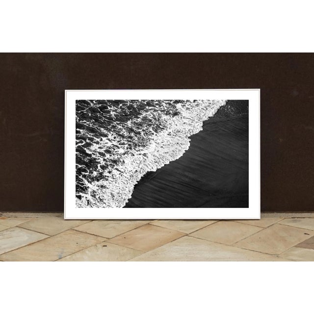 Contemporary 2021 "Deep Black Sandy Shore" Contemporary Black and White Seascape Giclée Print For Sale - Image 3 of 9