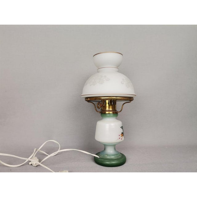 Metal Portuguese Farmhouse Hurricane Gone with the Wind Hand Painted Glass Table Lamp, 1970s For Sale - Image 7 of 18