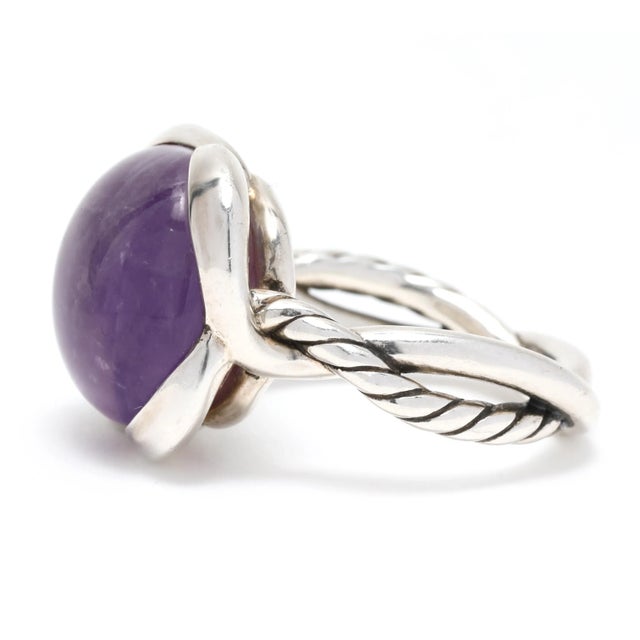 Modern Late 20th Century David Yurman 9.5 Carat Amethyst Infinity Ring, Sterling Silver, Ring, Large For Sale - Image 3 of 8