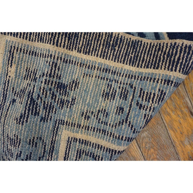 Cornflower Blue 1850s Blue and Navy Antique Chinese Peking Ningxia Hand Knotted Rug 5'7" X 8'10" For Sale - Image 8 of 9