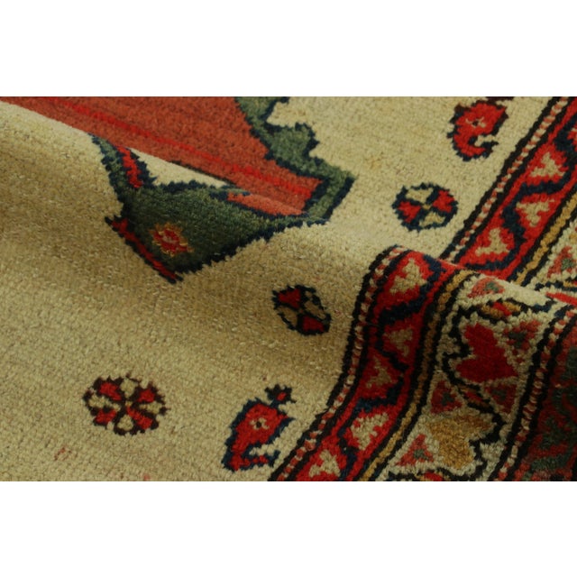 Traditional Antique Persian Serapi Rug, Beige With Red Geometric Medallion - Rug & Kilim For Sale - Image 3 of 7