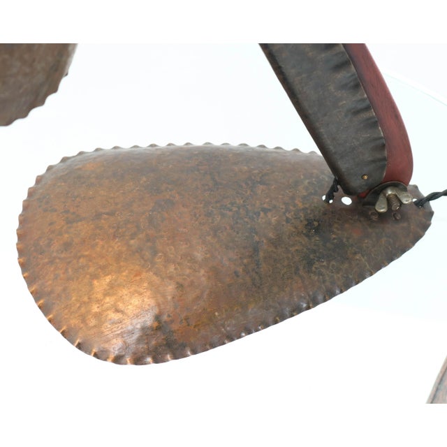 Brown Art Deco Amsterdam School Hammered Metal Table Lamp by Johan Verhey, 1930s For Sale - Image 8 of 10