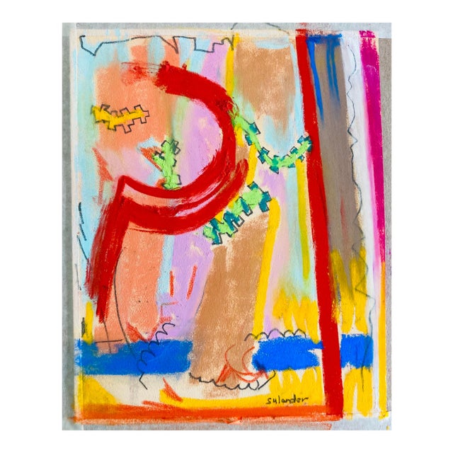 Contemporary Abstract Pastel Drawing on Paper by Erik Sulander For Sale