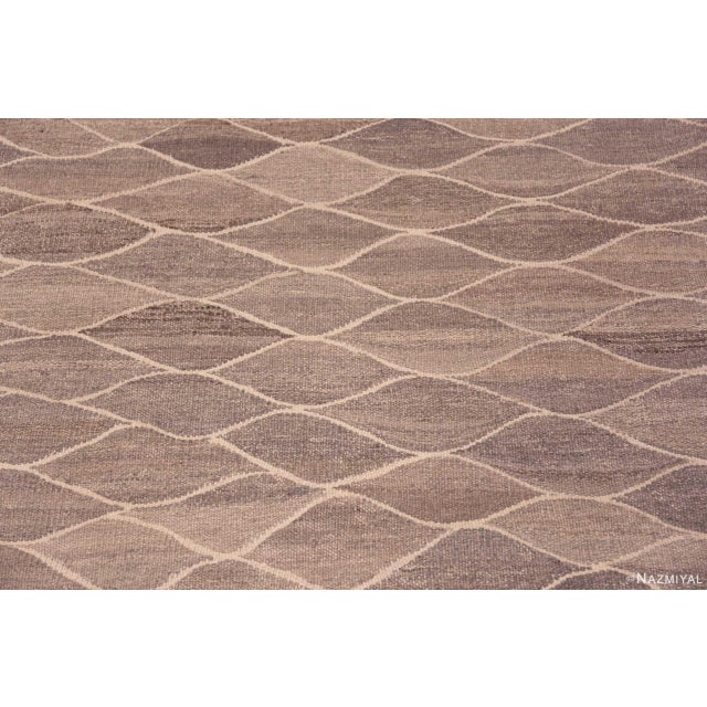 2020s Neutral Earthy Long and Narrow Modern Hallway Flatweave Runner Kilim For Sale - Image 5 of 8