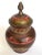 This vintage Mid Century India brass incised multicolor enamel incense urn lidded jar is a very special and unique piece...