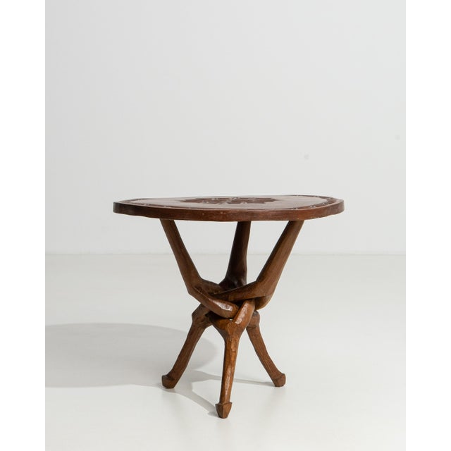 20th Century African Carved Wood Coffee Table with Base For Sale In Greensboro - Image 6 of 13