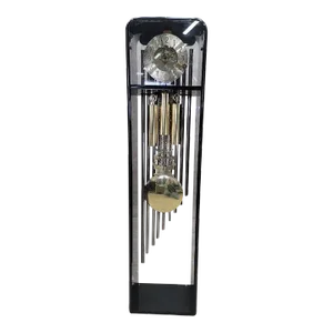 Vintage Modern German Hermle Black Forest Acrylic Cased 3 Chime Tubular Movement Grandfather Clock
