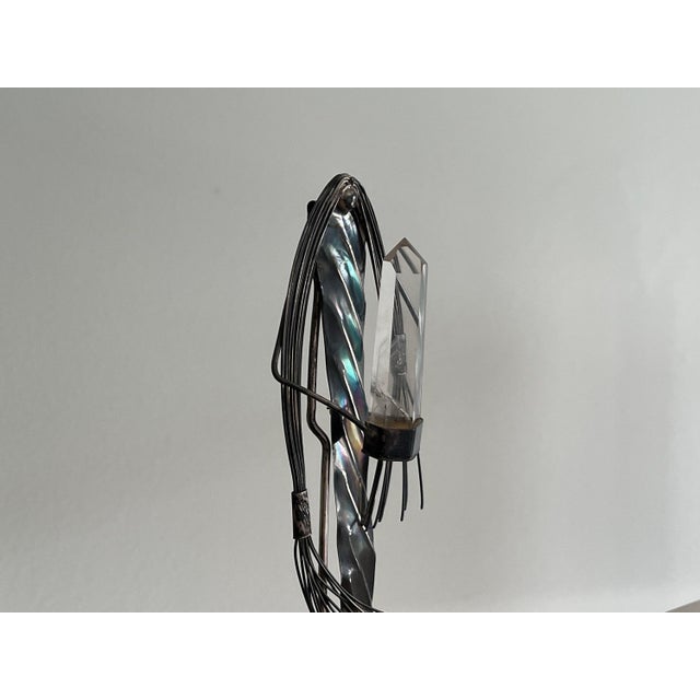 Metal Mid 20th Century Jeff Storey Native American Sterling Silver Brooch Sculpture with Quartz Point For Sale - Image 7 of 12