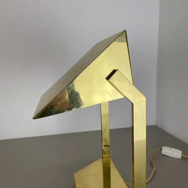 Vintage Brass Table Light attributed to United Workshops Munich, Germany, 1970s For Sale - Image 11 of 18