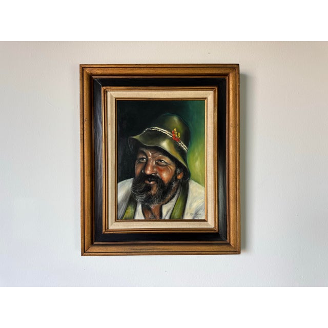 Portraiture 1970s Vintage Oil on Canvas Portrait of a Bearded Man by Eh. Soens For Sale - Image 3 of 11