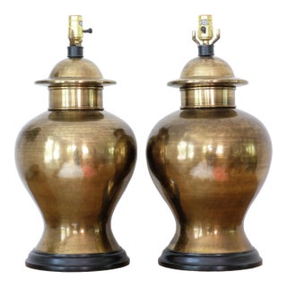 Vintage Brass Ginger Jar Lamps - a Pair For Sale