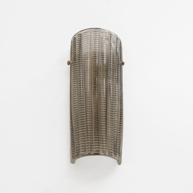 Metal Murano Glass Wall Sconces Smoke Glass and Brass, Italy, 2000, Set of 2 For Sale - Image 7 of 10