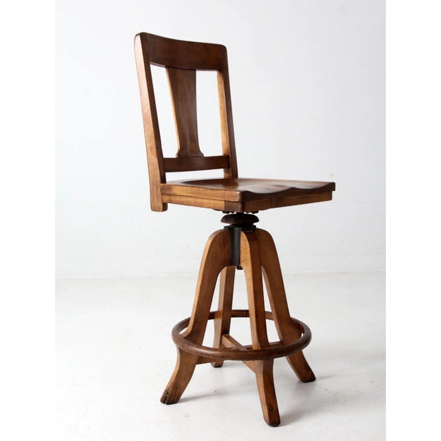 Vintage Arts & Crafts Drafting Stool For Sale - Image 4 of 12