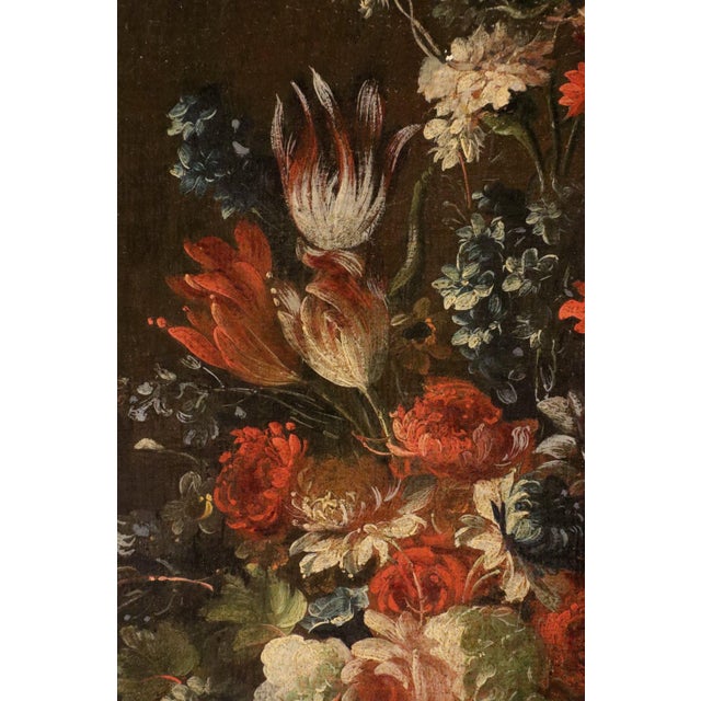 Francesco Lavagna, Pair of Still Lifes of Flowers Blackboard, 1720, Oil on Canvas For Sale - Image 9 of 16