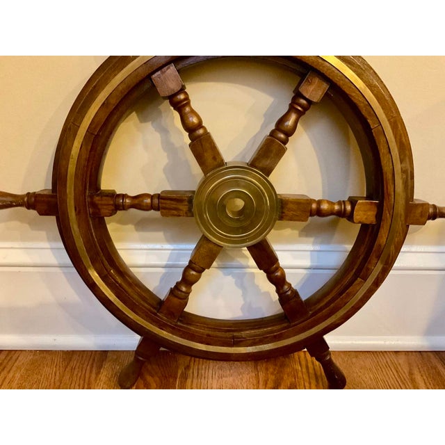Wood Late 20th Century Six-Spoke Ship’s Wheel For Sale - Image 7 of 7