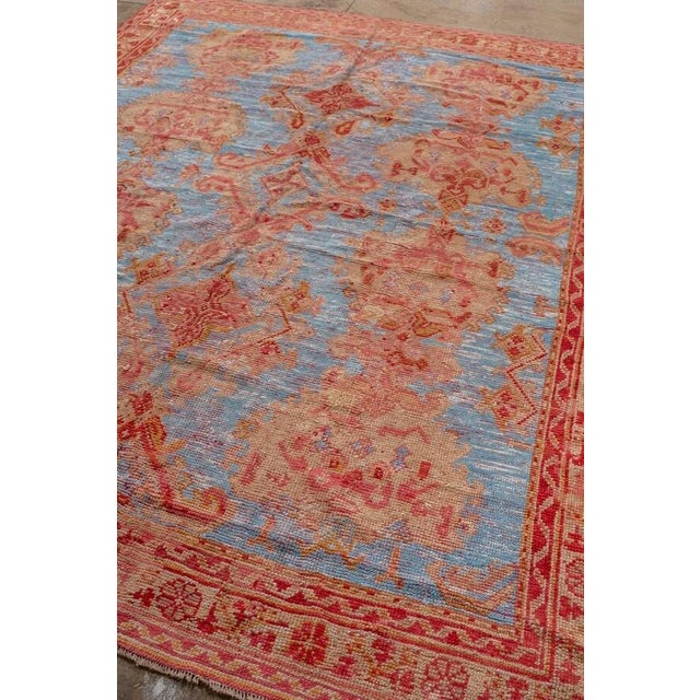 Sky Blue Oushak rug no.10670 For Sale In New York - Image 6 of 6