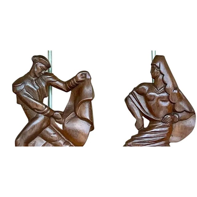 Vintage Mid-Century Heifetz Hand-Carved Dancer Table Lamps – A Pair For Sale - Image 11 of 12
