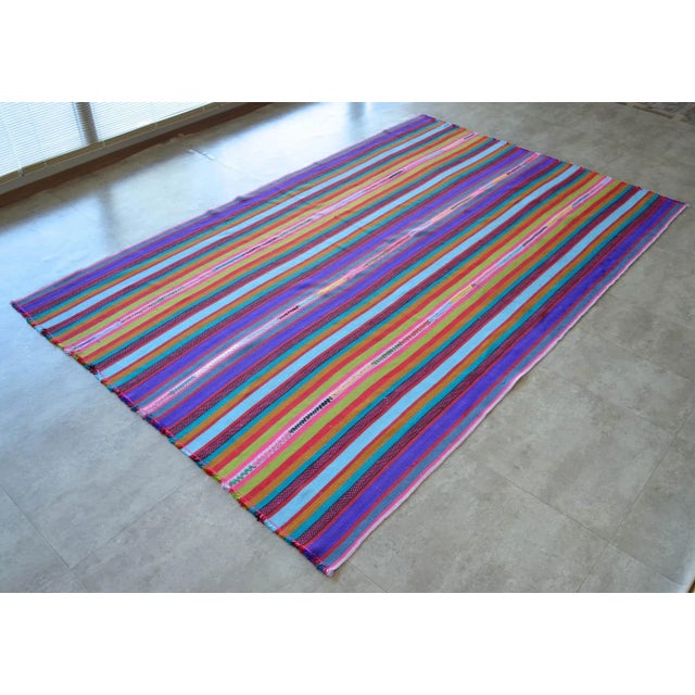 1960s Hand Woven Kilim Rug For Sale - Image 4 of 9