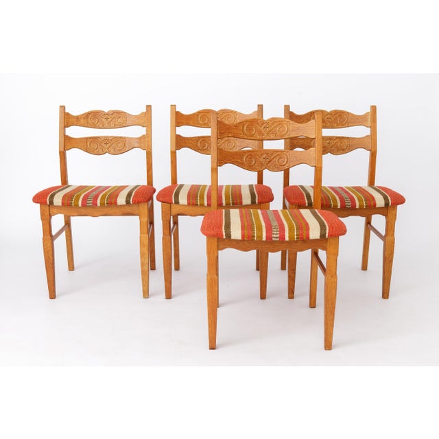 Danish Modern Oak Dining Chairs by Henning Kjærnulf for EG Furniture, 1970s, Set of 4 For Sale - Image 10 of 10