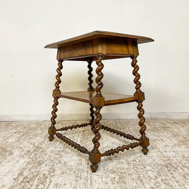 his finely crafted European occasional table combines traditional cabinetmaking with decorative parquetry in a design that...