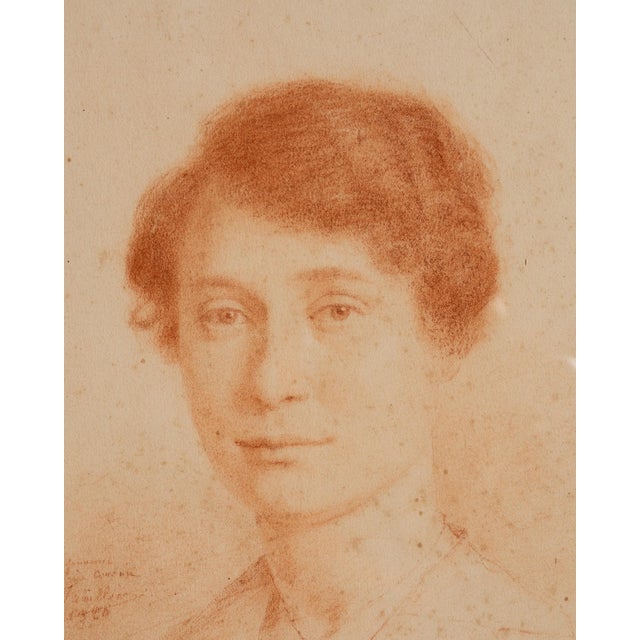 Brown 20th Century "Female Portrait" Oil on Canvas For Sale - Image 8 of 9