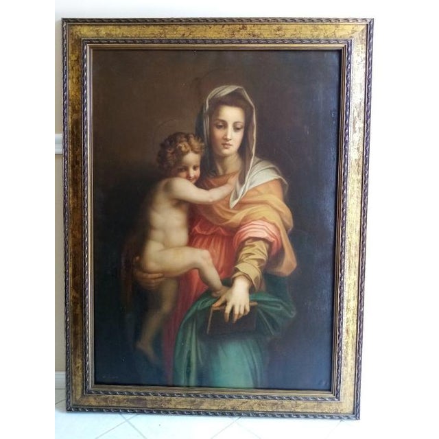 Brown Madonna Con Il Bambino, Signed Italian Oil on Canvas Masterpiece, Achille Funi (1890–1972). For Sale - Image 8 of 13