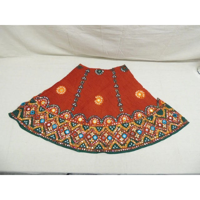 Glass Vintage Indian Embroidered Back Side of a Skirt Textile For Sale - Image 7 of 7