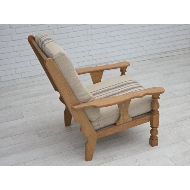 Vintage Danish Armchair in Furniture Wool and Oak, 1970s For Sale - Image 9 of 18