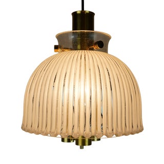 Large Mid-Century P 239 A 4168 Pendant Light in Glass and Brass from Glashütte Limburg, 1960s For Sale