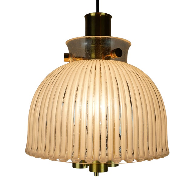 Large Mid-Century P 239 A 4168 Pendant Light in Glass and Brass from Glashütte Limburg, 1960s For Sale