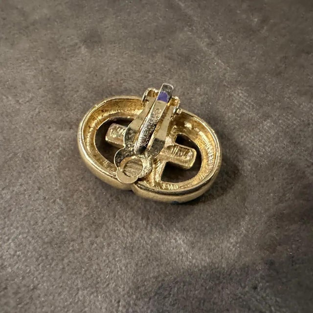 1980s 1980s Costume Jewelry Logo Gilt Metal Earrings by Givenchy For Sale - Image 5 of 12