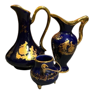 Set of 3 Vintage Limoges France Porcelain Miniature Vases