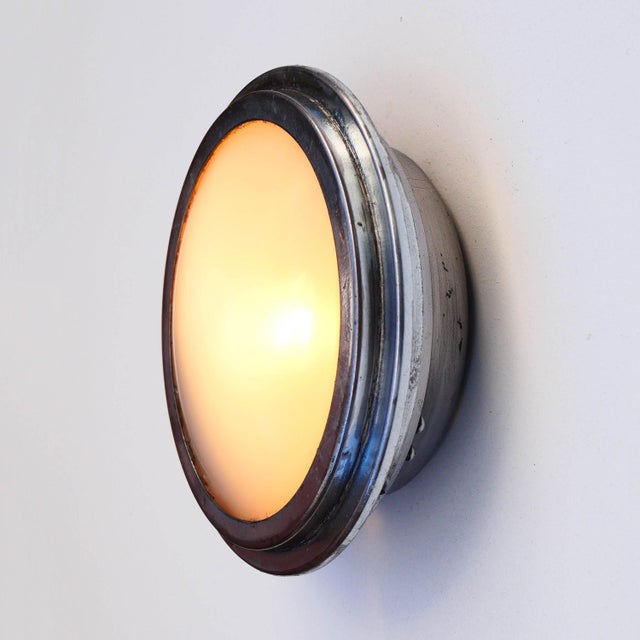 Small Porthole Wall Light with Opaline Glass, 1960s For Sale - Image 4 of 5