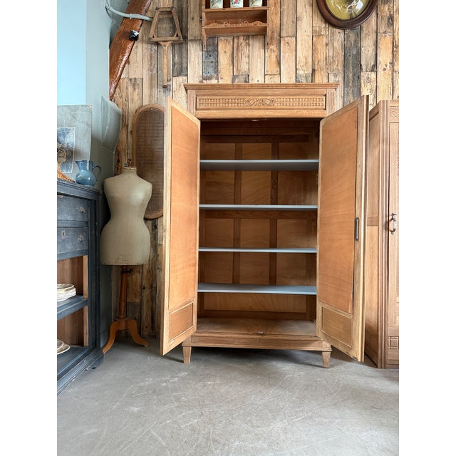 Wood Art Deco Oak Wardrobe, 1930s For Sale - Image 7 of 16