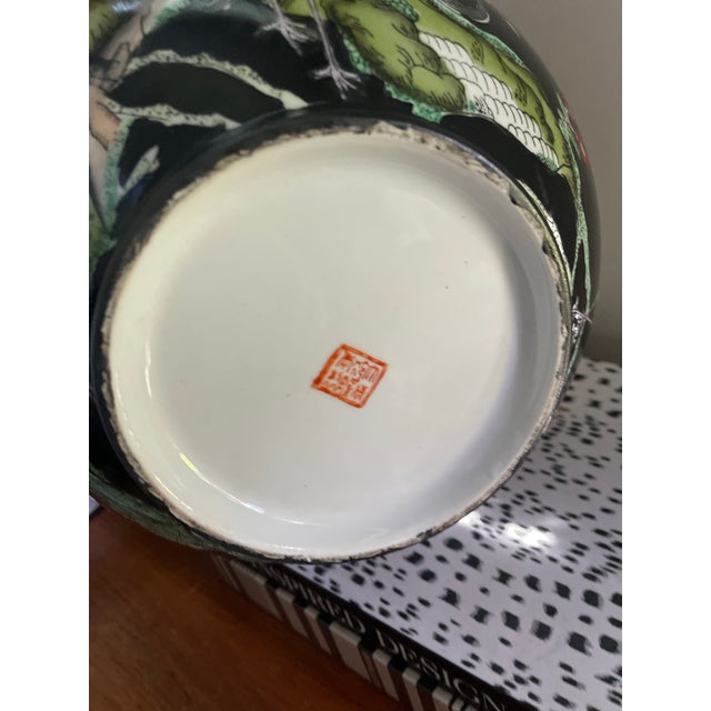 Vintage Black Chinese Bowl With Cranes For Sale - Image 12 of 12
