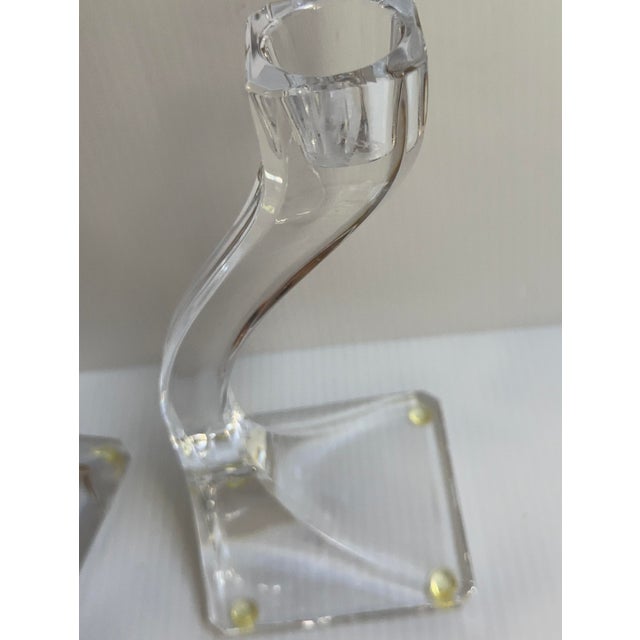 Nachtmann Germany Vintage 1980s Elegant "Duetto" Crystal Carved 8" High Candleholders Set of Two(2) For Sale - Image 10 of 18