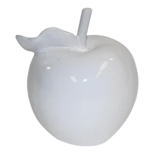 Organic Modern White Porcelain Minimalist Apple Sculpture