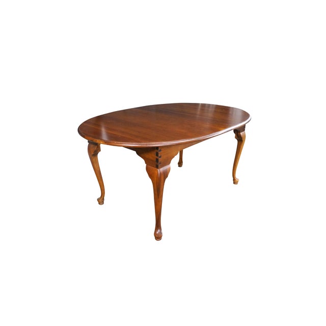 Queen Anne Broyhill Furniture Village Tapestry Queen Anne Style Dining Breakfast Table 68" For Sale - Image 3 of 18