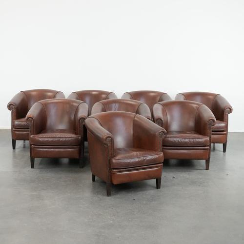 Club Chairs in Cowhide Leather, Set of 10 For Sale - Image 15 of 15