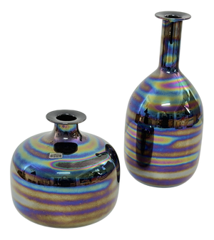 Iridescent Murano Glass Vases by Nason & Moretti, 1960, Set of 2