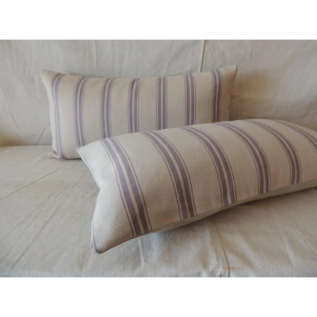 Lavender and Taupe Long Bolster Decorative Pillows From Portugal - A Pair For Sale - Image 4 of 8