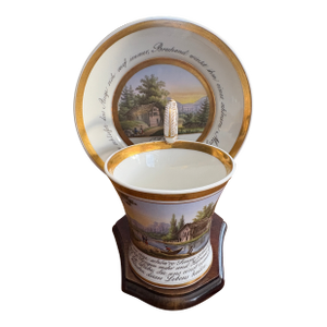 Antique KPM Teacup & Saucer With Landscape Circa 1826